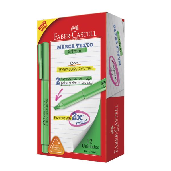 Pincel Marca Texto Faber Castell Grifpen Verde CX 12 UN