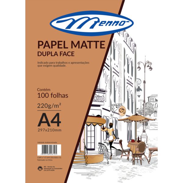 Papel Fotográfico Menno Gráfica Matte Fosco Dupla Face A4 Jato de Tint