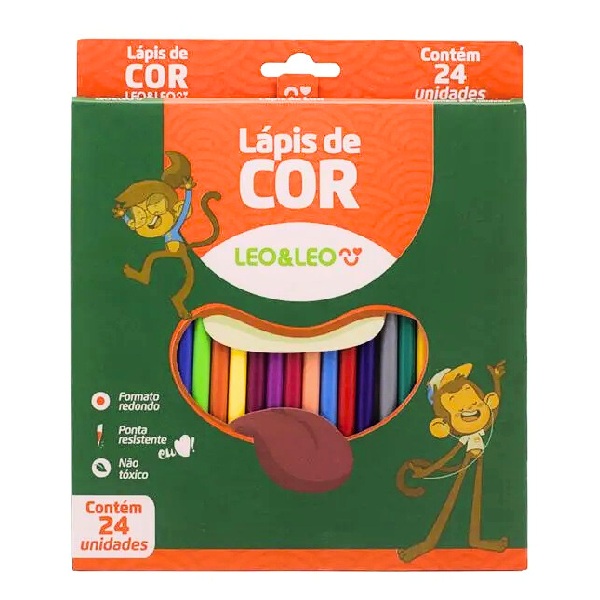 Lápis de Cor Leo e Leo Redondo 24 Cores 1 UN