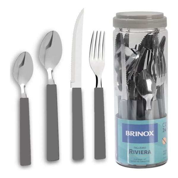 Faqueiro Riviera Brinox 24 Peças Cinza 1 UN
