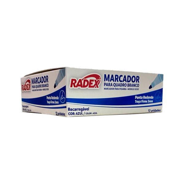 Pincel Quadro Branco Radex Recarregavel Traço 3.0mm Azul CX C/12 UN