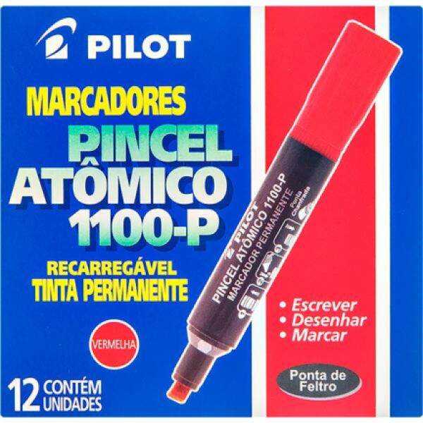 Pincel Marcador Pilot Permanente Ponta Chanfrada Recarregável 1100-P V