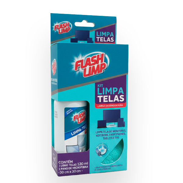 Kit Limpa Telas  Flashlimp com pano Microfibra Euro 120ml 1 UN