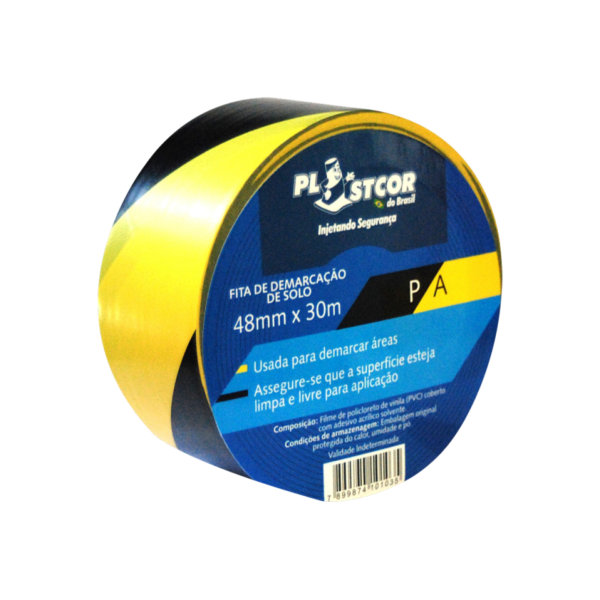 Fita de Demarcação de Solo Santex 48mm X 30mts Preto e Amarelo 1 UN