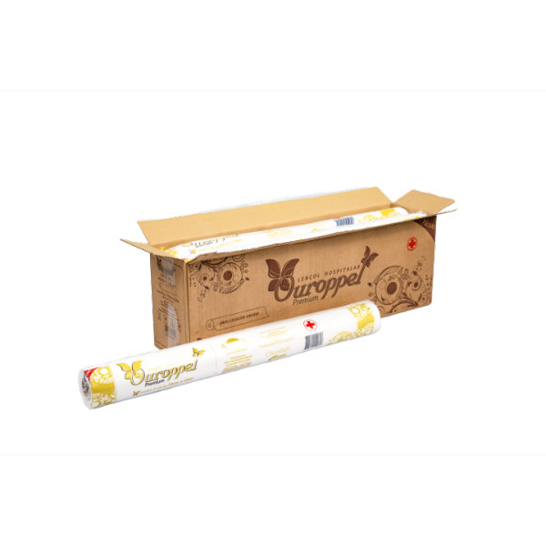 Lençol Hospitalar Ouroppel 100% Celulose 70cmX50m C/6 Un