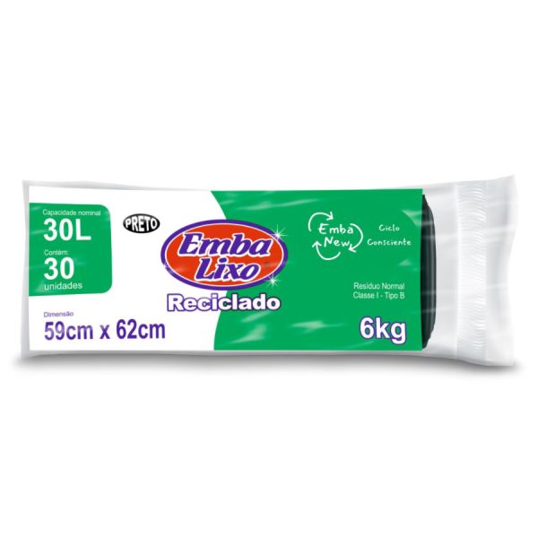 Saco de Lixo Embalixo Reciclado Azu 30L 59x62cm PCT C/30 UN