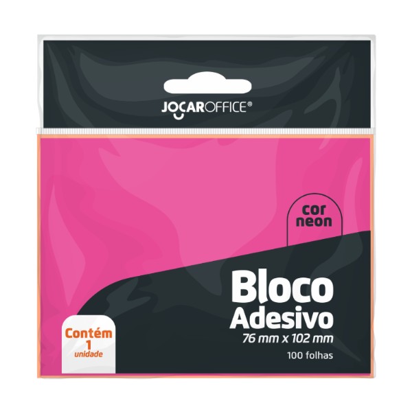 Bloco Adesivo Jocar 76x102mm C/100 FL Rosa Ref: 1113 1 UN