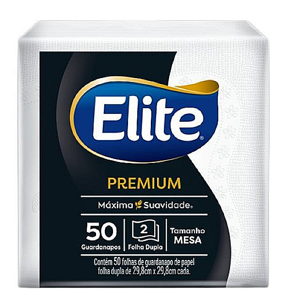 Guardanapo Elite Folha Dupla Grande Branco PCT C/50 FL