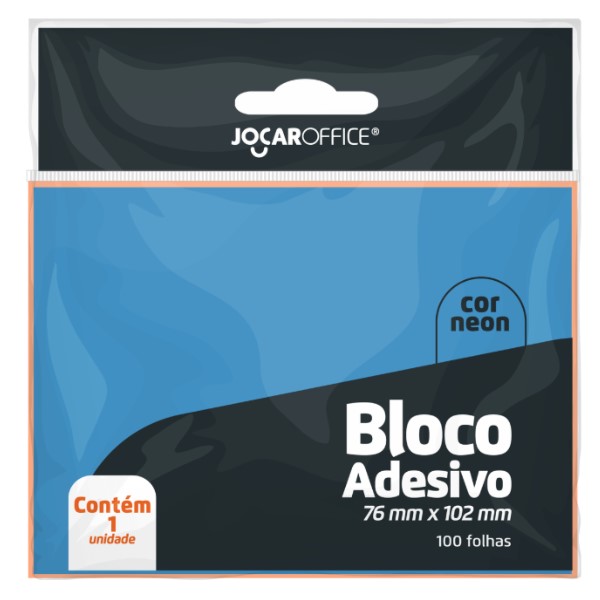 Bloco Adesivo Jocar Office 76x102mm 100 FL Azul Neon 1 UN