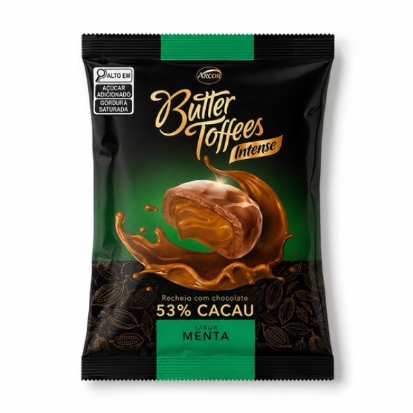 Bala Arcor Butter Toffees 53% Cacau Intense Menta 500g 1 PCT