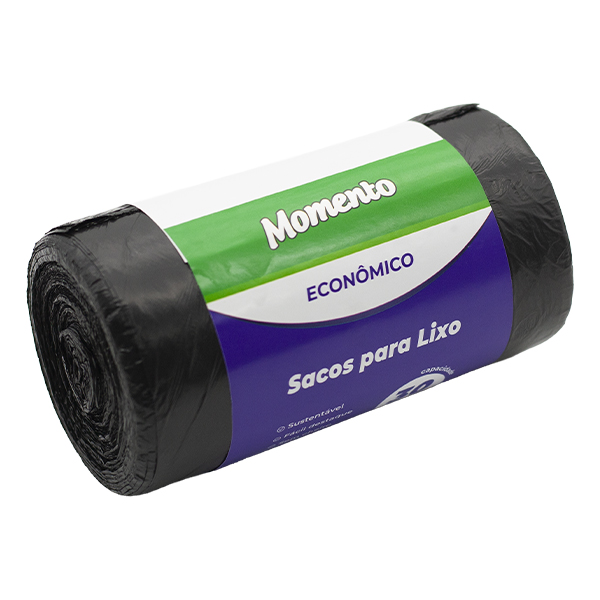 Saco para Lixo Momento 30L 59x62cm Preto PCT C/100 UN