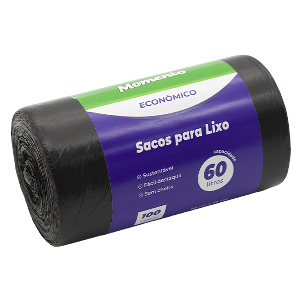 Saco para Lixo Momento 60L 60x75cm Preto PCT C/100 UN