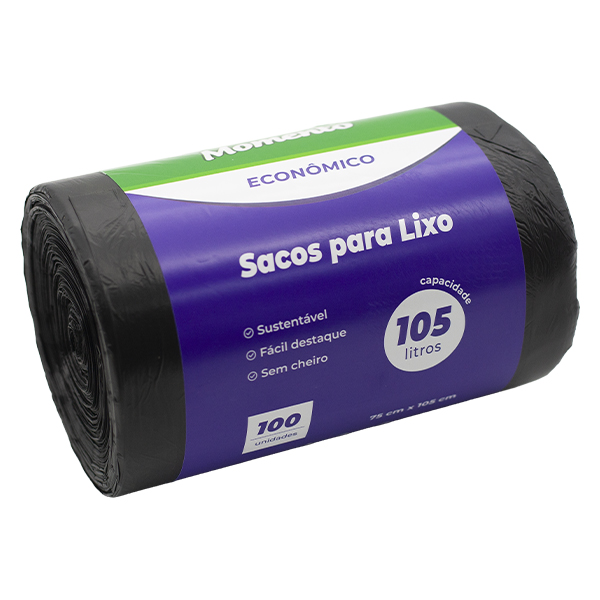 Saco para Lixo Momento 105L 75x105cm Preto PCT C/100 UN