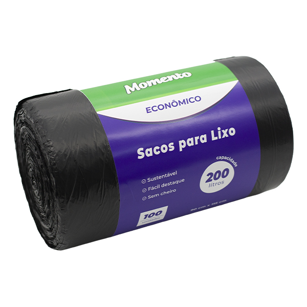Saco para Lixo Momento 200L 90x115cm Preto PCT C/100 UN