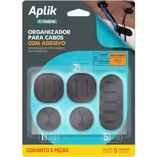 Organizador Ordene P/ Cabos Emborrachados Preto PCT C/6 UN