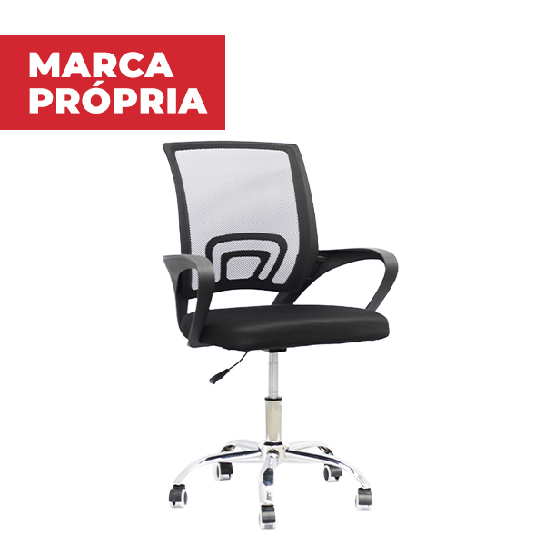Cadeira para Escritorio Gimba com Base Cromada Tela Preta 1 UN