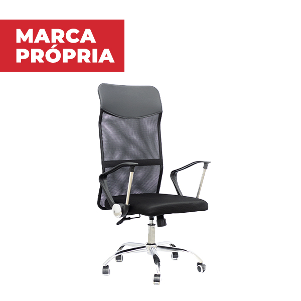 Cadeira para Escritório Gimba Base Cromada com Tela Preta 1 UN