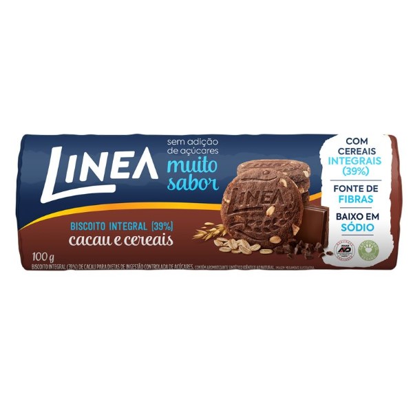 Biscoito Integral Linea Cacau e Cereais 100g 1 Un
