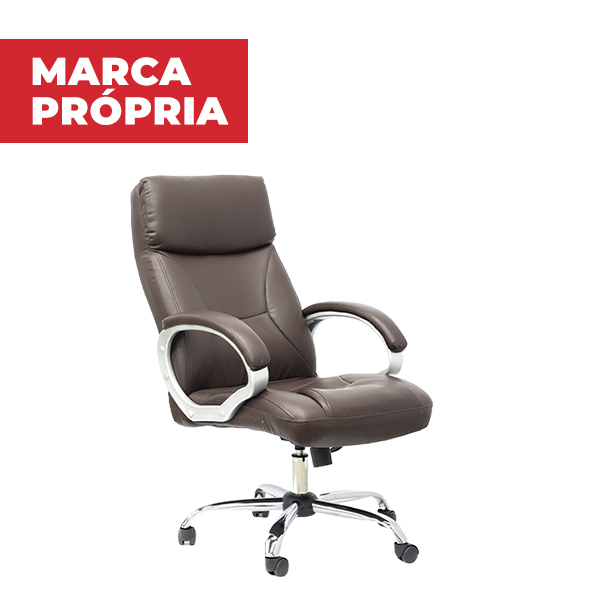 Cadeira para Escritório Gimba Cromada Giratoria Marrom Escura 1 UN