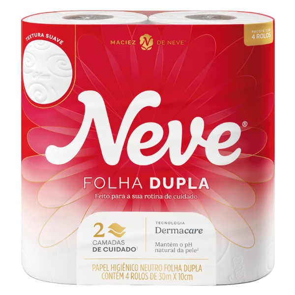 Papel Higiênico Neve Folha Dupla 30m Branco PCT C/4 RL