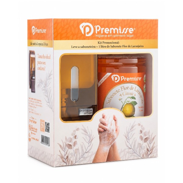 Kit Saboneteira e Sabonete Liquido Premisse Flor de Laranjeira 1L Marr