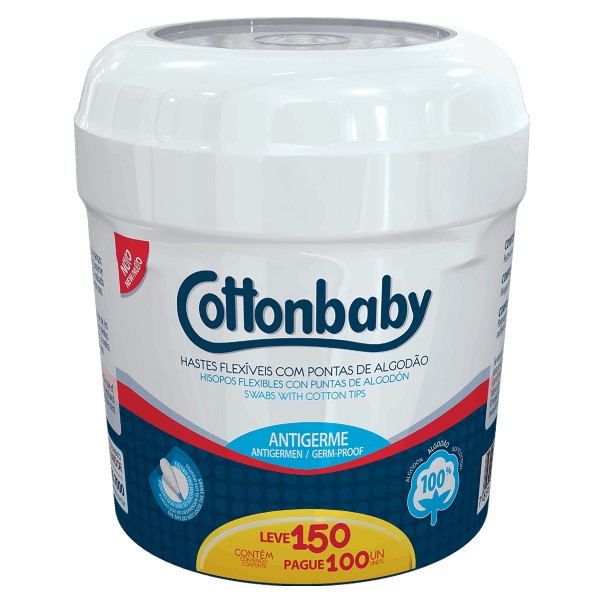 Haste Flexível Cottonbaby Pote C/150 UN