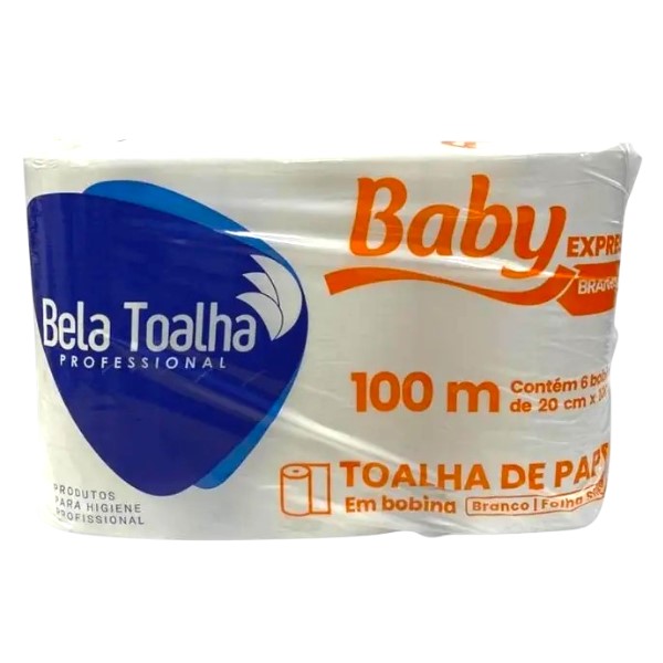 Papel Toalha Baby Bobina Branca PCT 6 UN