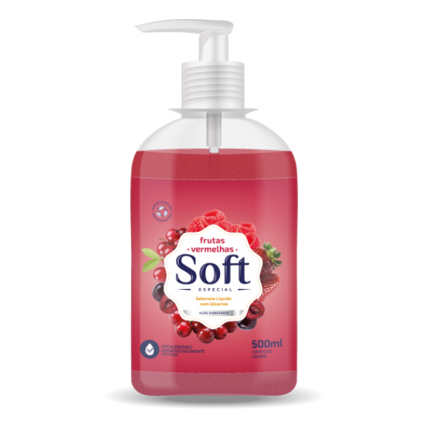 Sabonete Líquido Edumax Soft Especial Perolado Frutas Vermelhas 500ml