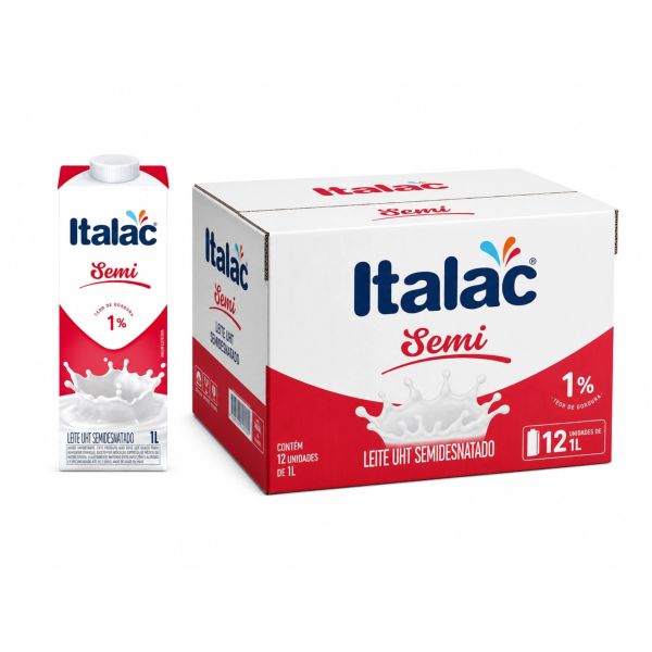 Leite Semidesnatado Italac UHT 1L CX C/12 UN