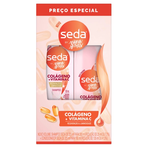 Shampoo e Condicionador Seda Niina Secrets Colágeno e Vitamina C 300ml