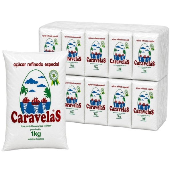 Açúcar Refinado Caravelas 1kg Fardo C/10 UN