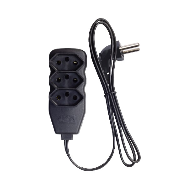 Extensão Elétrica Force Line Bivolt 10AMP 3 Tomadas 1mt Ref:0180200595 Preta 1 UN