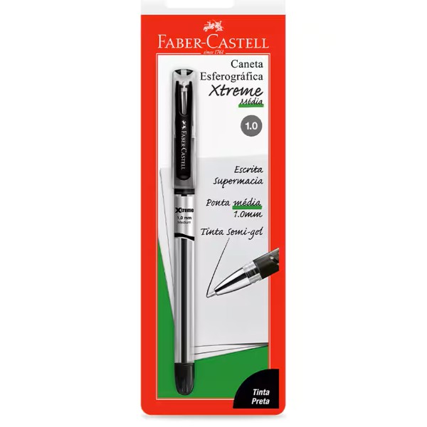 Caneta Esferográfica Faber-Castell Xtreme Retrátil 1,0mm Preta Tinta S