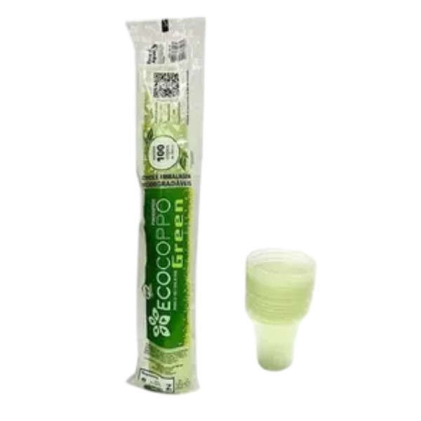 Copo Plástico Biodegradável Ecocoppo Green 180ml Transparente PCT C/10