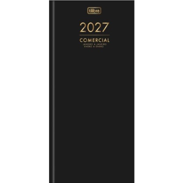 Agenda 2027 Tilibra Comercial Costurada Capa Dura 123x275mm 208 Folhas Preta 1 UN