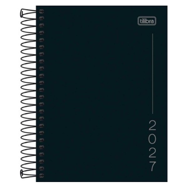 Agenda 2027 Tilibra Pepper Espiral Preta Capa Dura Gofrada 117x164mm 160 Folhas 1 UN