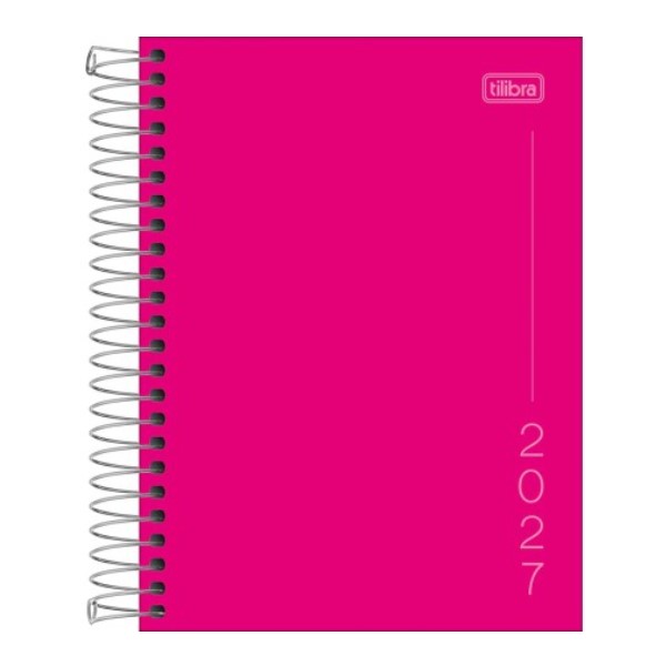 Agenda 2027 Tilibra Pepper Espiral Rosa Capa Dura Gofrada 117x164mm 160 Folhas 1 UN