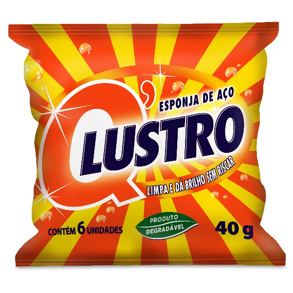 Esponja de Aço Bombril Q Lustro 40g PCT C/6 UN