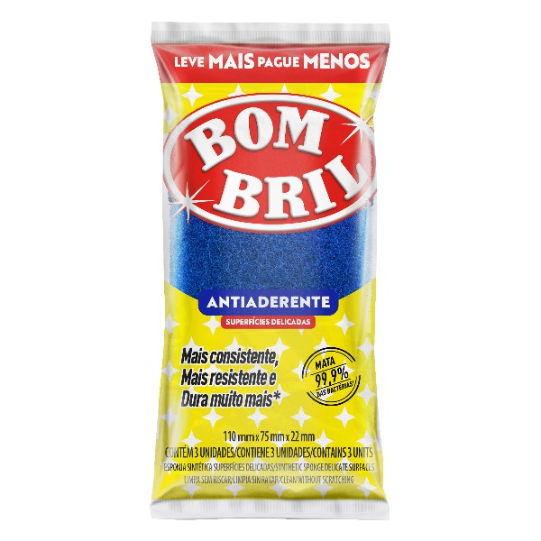 Esponja Antiaderente Bombril PCT C/3 UN