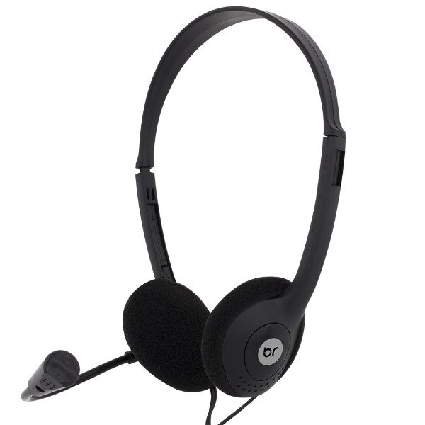 Headset Bright Office C/Microfone Flexível e Duplo Plug 3,5 mm Preto 1 UN