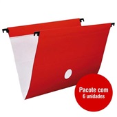 Pasta Suspensa DelloPlus Triplex Plastificada 360x240mm Vermelho 6 UN Dello
