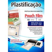 Plástico para Plastificação 0,05 A3 303x426mm PT 10 UN Mares