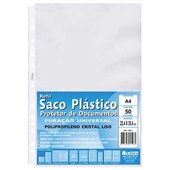 Envelope Plástico A4 Cristal Liso 234x304mm 13 Furos Espessura 0,10 PT 50 UN Chies