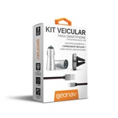 Kit Veicular 3 em 1 Cabo Micro USB Suporte Magnético Carregador Veicul