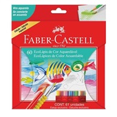 EcoLápis de Cor Aquarelável 60 Cores, Estojo e Pincel 62 UN Faber Castell