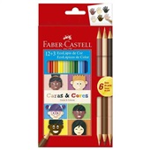 EcoLápis de Cor Caras e Cores 12 Cores e 6 Tons de Pele 15 UN Faber Castell